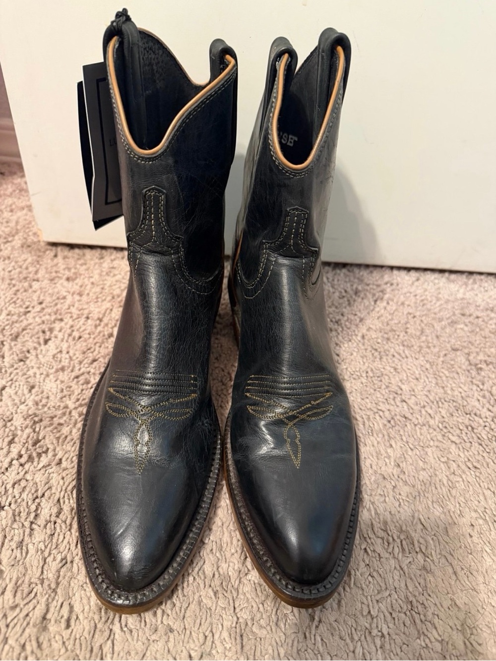 Lucchese Black Leather Western Boots - Picture 3 of 10